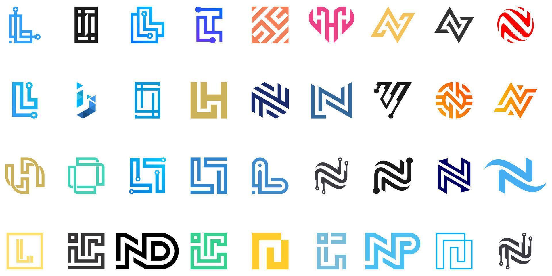 ensemble de alphabet lettre monogramme logos pour numérique, La technologie et financier entreprises vecteur