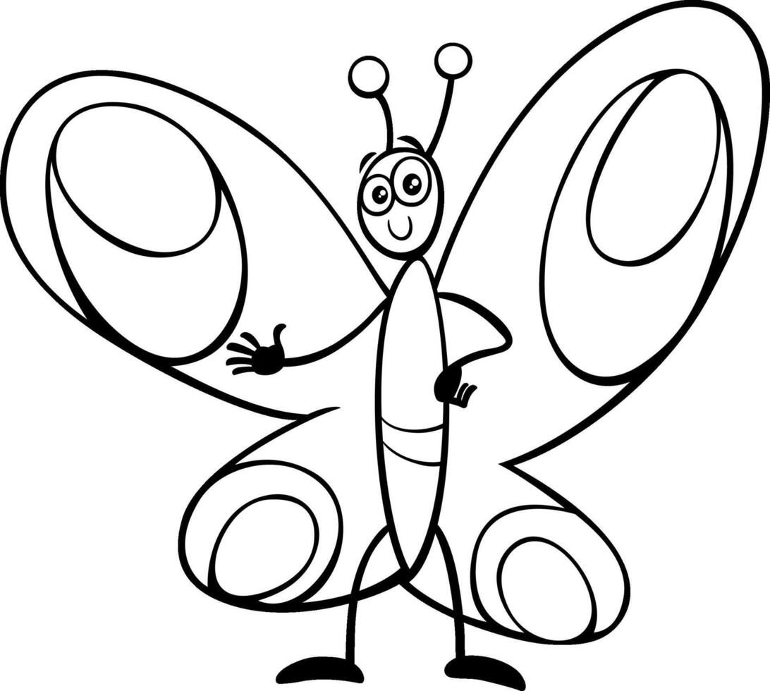 marrant dessin animé papillon insecte animal personnage coloration page vecteur