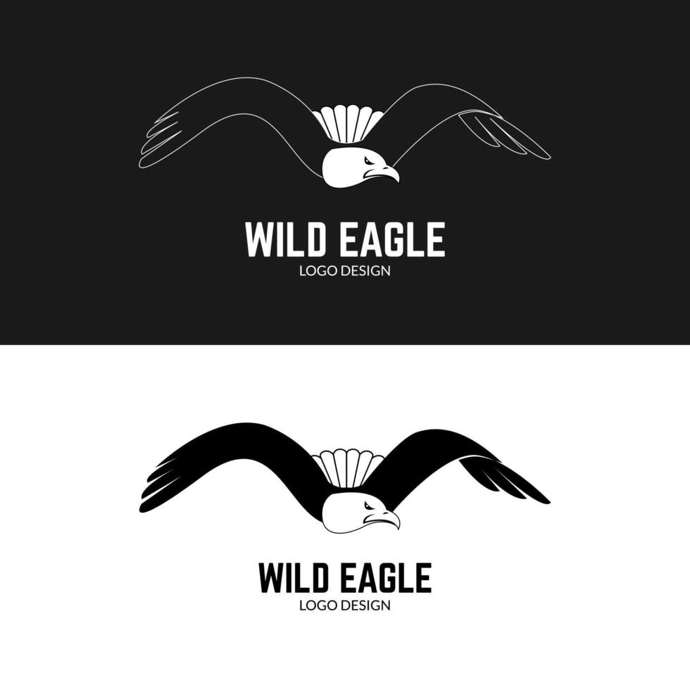 Aigle mouche avec tranchant œil dans Facile silhouette logo conception illustration vecteur