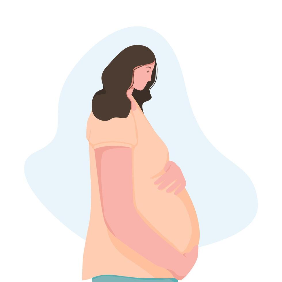 plat conception, Enceinte femme moderne illustration, vecteur concept dessin animé personnage