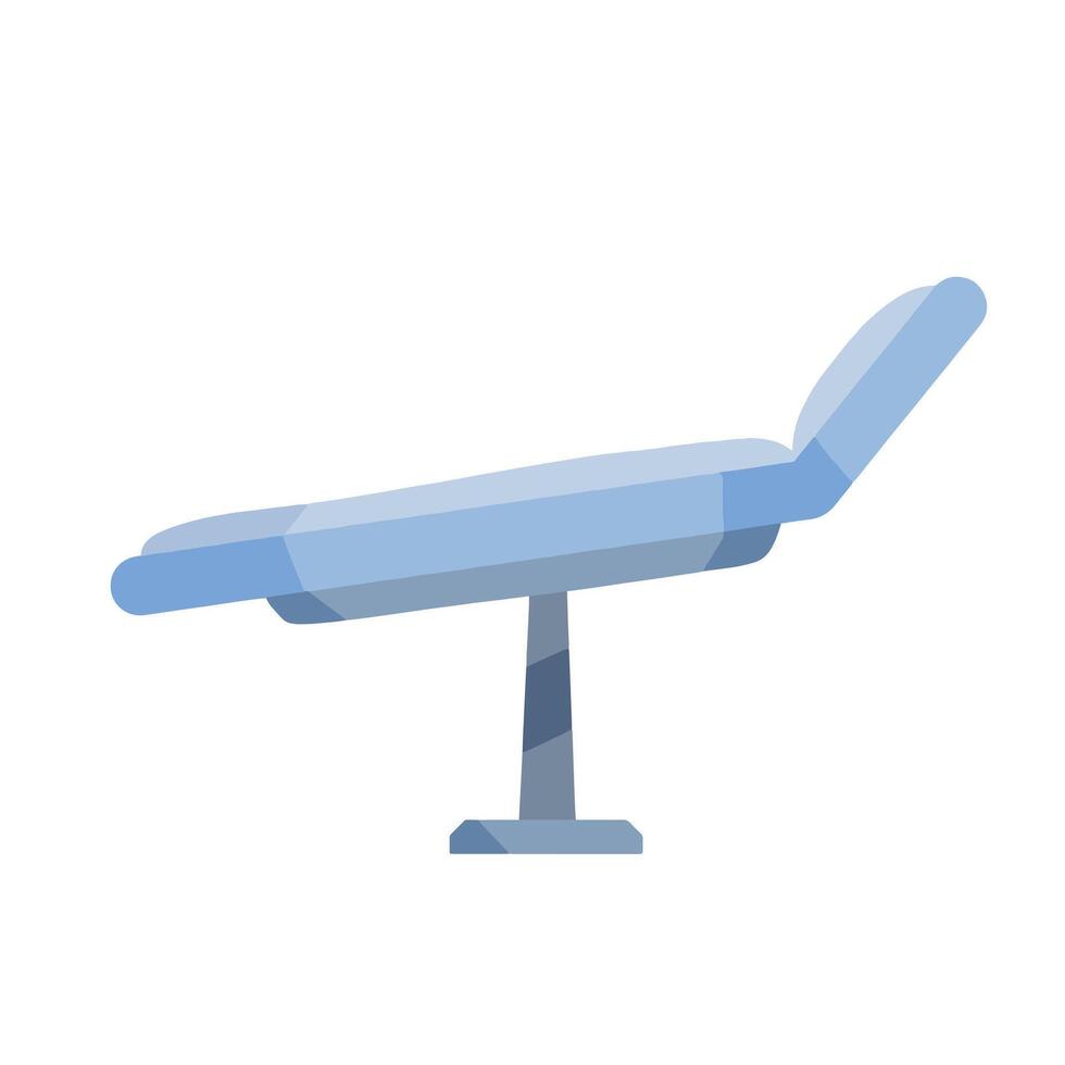 dentaire médical chaise. hôpital et clinique élément. hôpital lit. plat dessin animé isolé sur blanche. stomatologie siège pour bureau, traitement orthodontique lieu de travail. vide fauteuil. vecteur