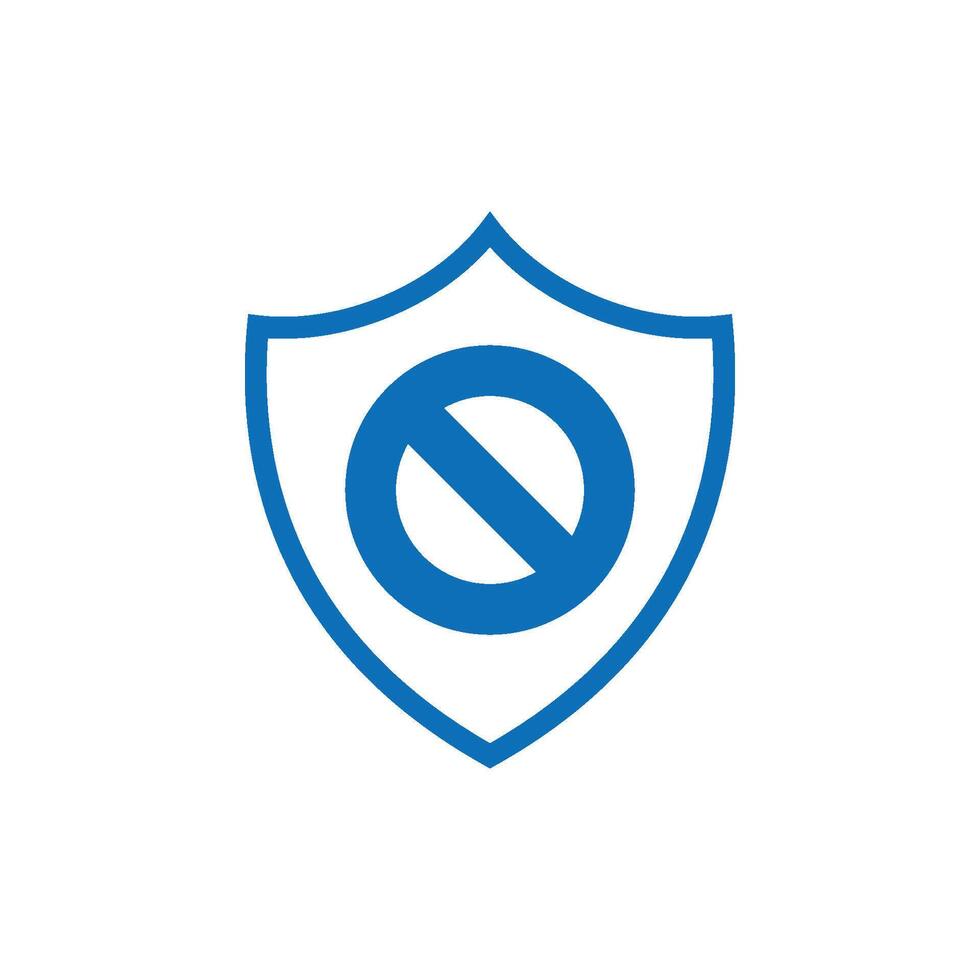 interdit la défense bouclier pictogramme icône logo modèle vecteur
