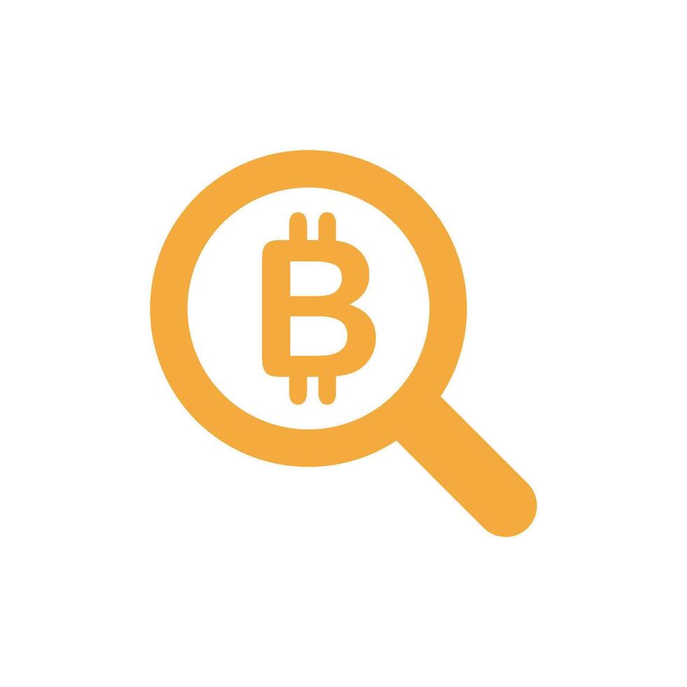 grossissant verre bitcoin signe icône vecteur modèle illustration conception