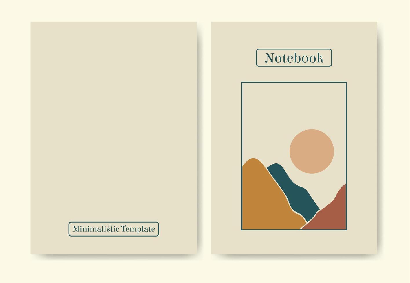 carnet avec minimaliste la nature conception. esthétique minimaliste montagnes illustration. été paysage coloré journal intime vecteur