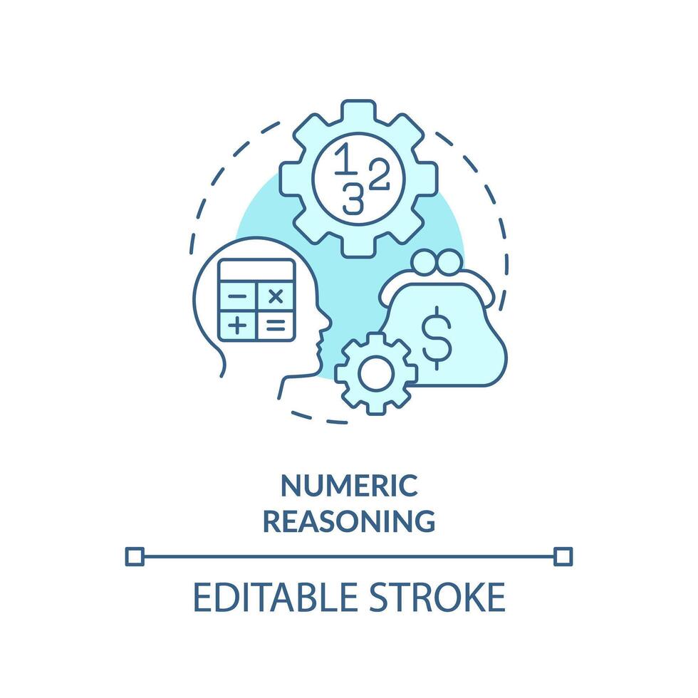 numérique raisonnement doux bleu concept icône. mathématique intelligence. rond forme ligne illustration. abstrait idée. graphique conception. facile à utilisation dans infographie, présentation, brochure, brochure vecteur