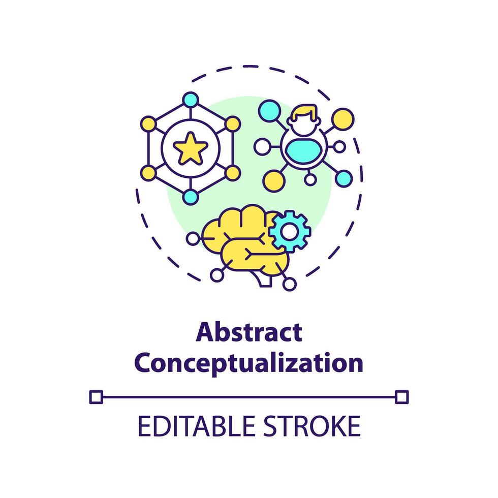 abstrait conceptualisation multi Couleur concept icône. synthétiser reflets dans des idées, théories. rond forme ligne illustration. abstrait idée. graphique conception. facile à utilisation dans présentation vecteur