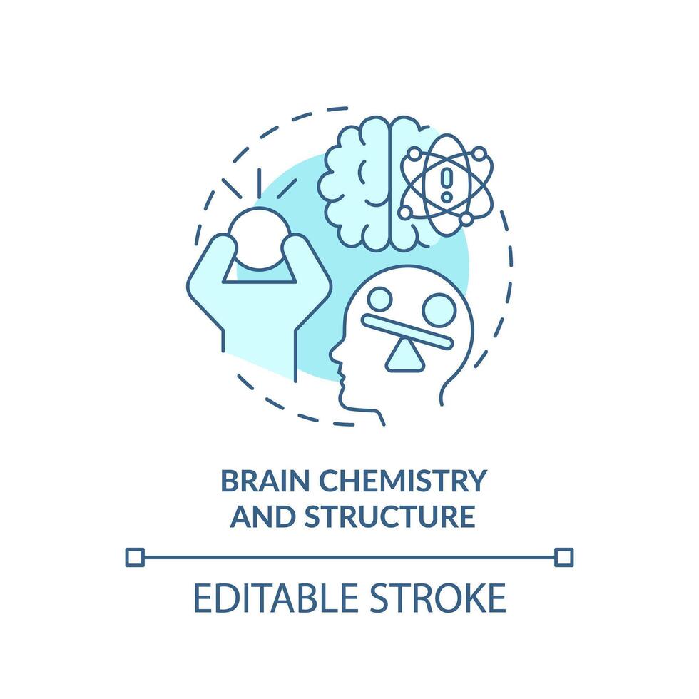 cerveau chimie et structure doux bleu concept icône. nerveux système. rond forme ligne illustration. abstrait idée. graphique conception. facile à utilisation dans infographie, présentation, brochure, brochure vecteur