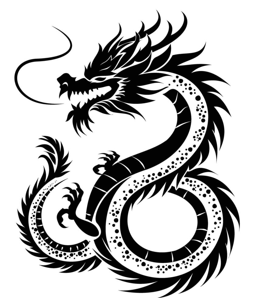 noir dragon tatouage vecteur