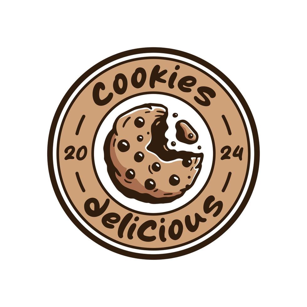 biscuit logo vecteur isolé sur blanc arrière-plan, main tiré circulaire badge illustration logo concept de biscuits signe sur transparent Contexte