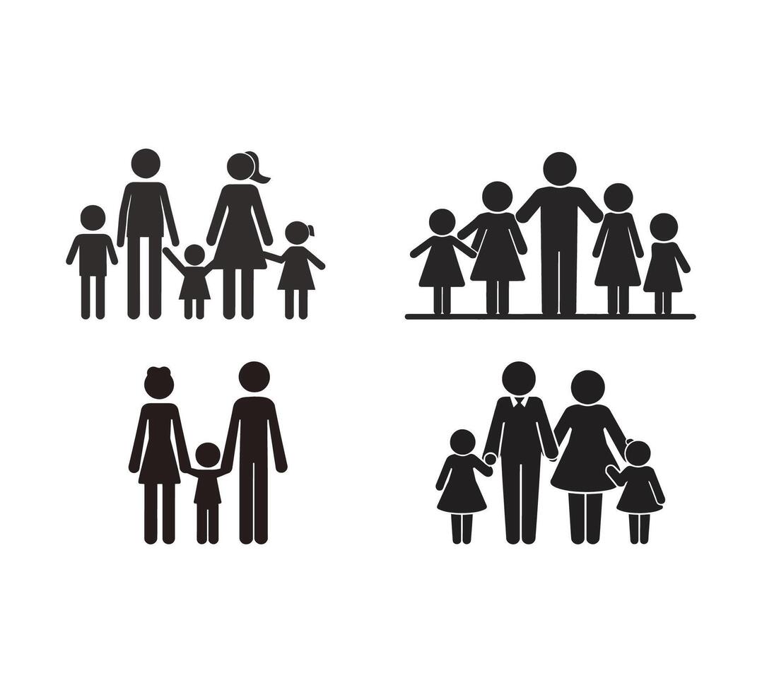 une collection de des familles en portant mains silhouette vecteur illustration sur une blanc Contexte