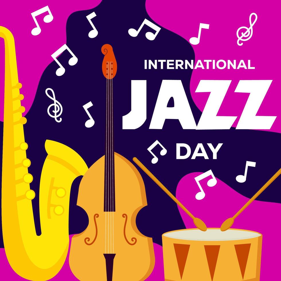 plat vecteur conception international le jazz journée illustration
