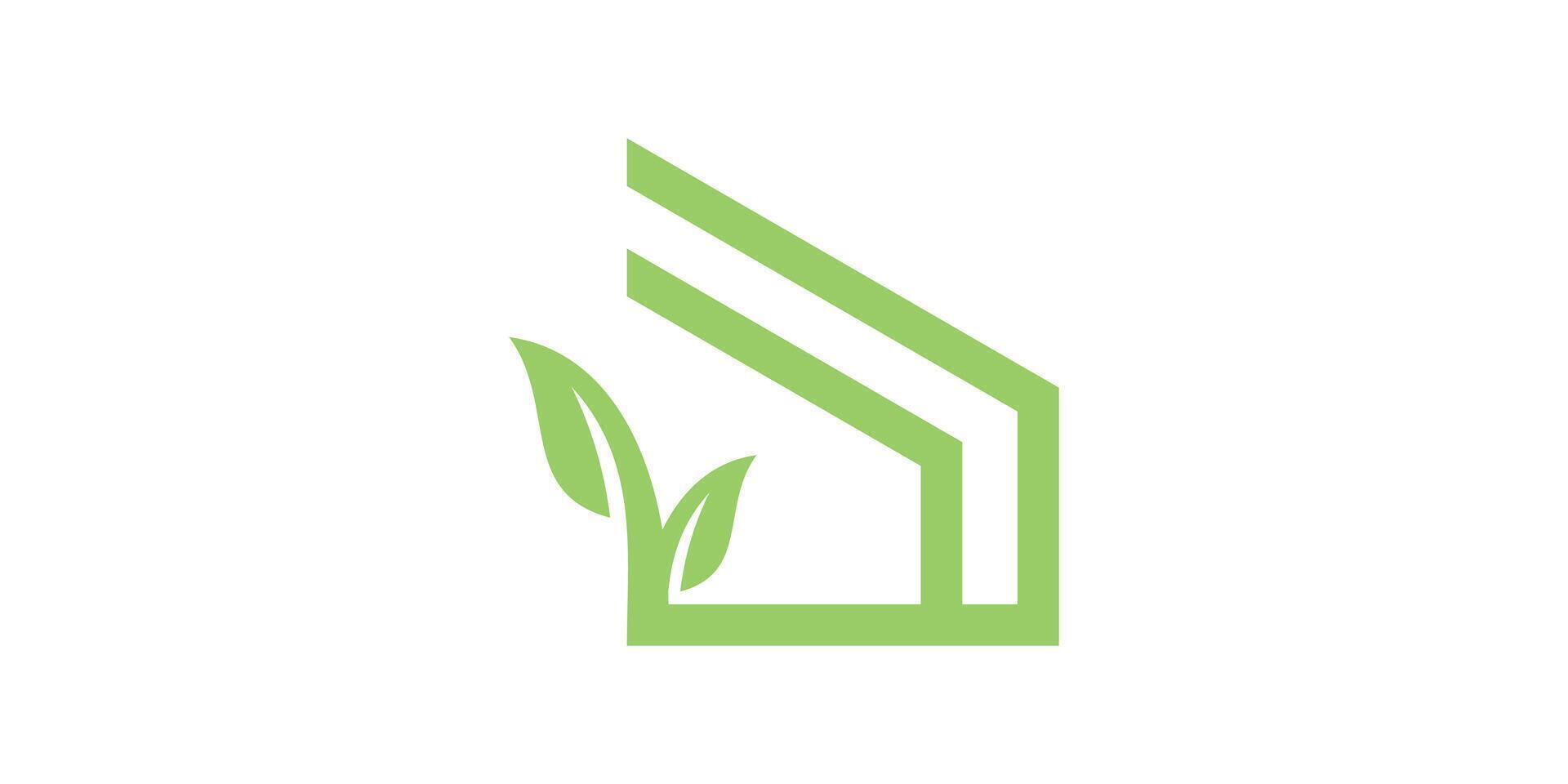 vert maison logo conception, écologiquement amical, logo conception modèle, symbole, Créatif idée. vecteur