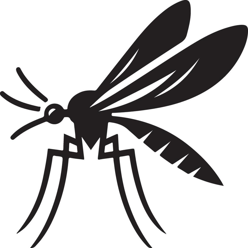 minimal moustique logo concept, clipart, symbole, noir Couleur silhouette, blanc Contexte 11 vecteur