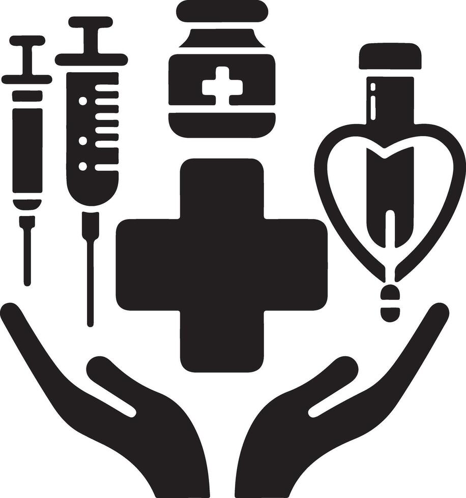 médical logo icône, plat symbole, noir Couleur silhouette dix vecteur