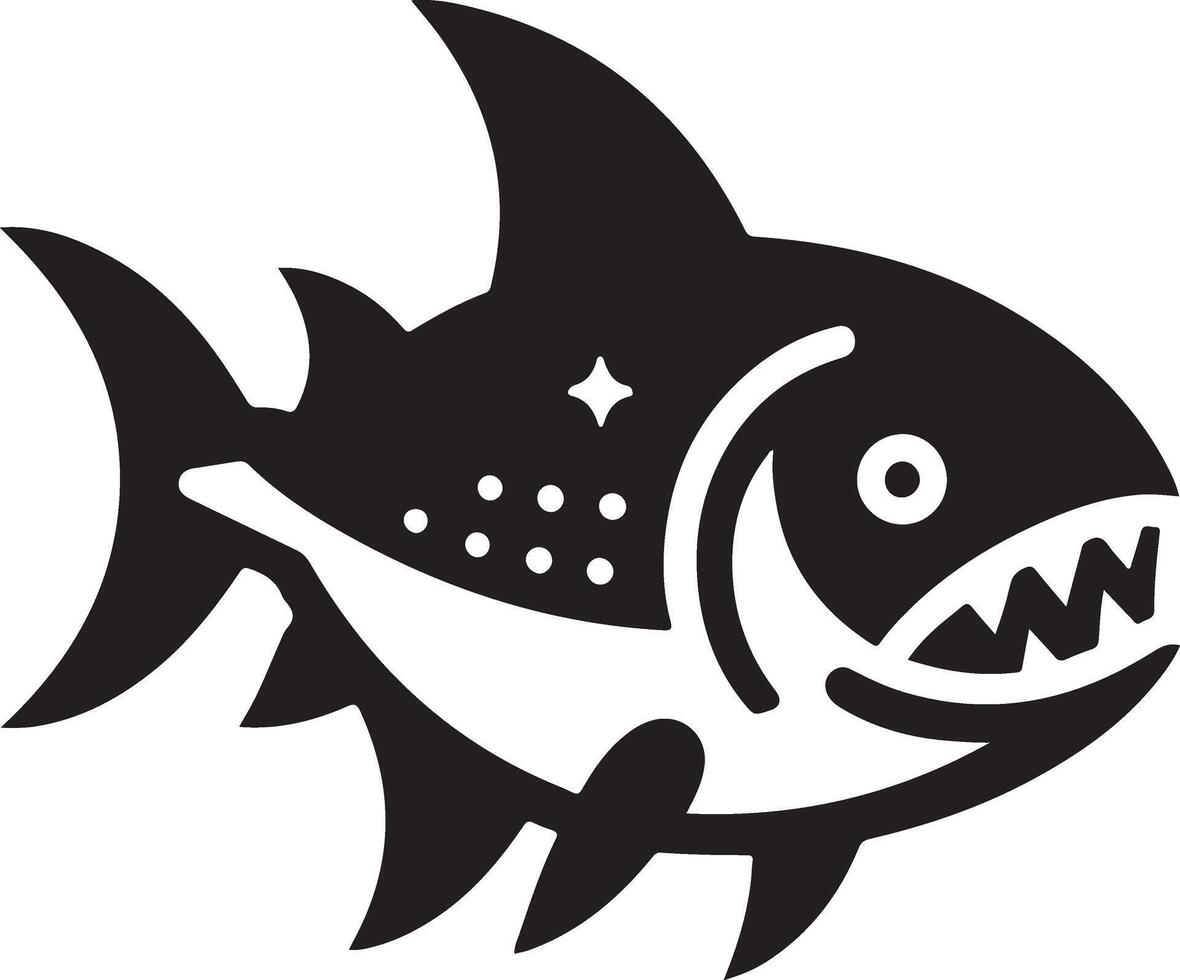 piranha poisson vecteur icône, clipart, symbole, plat illustration, noir Couleur silhouette 6