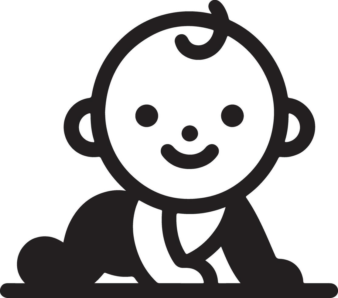 minimal mignonne souriant bébé rampant icône noir Couleur silhouette, logo, clipart, symbole 18 vecteur