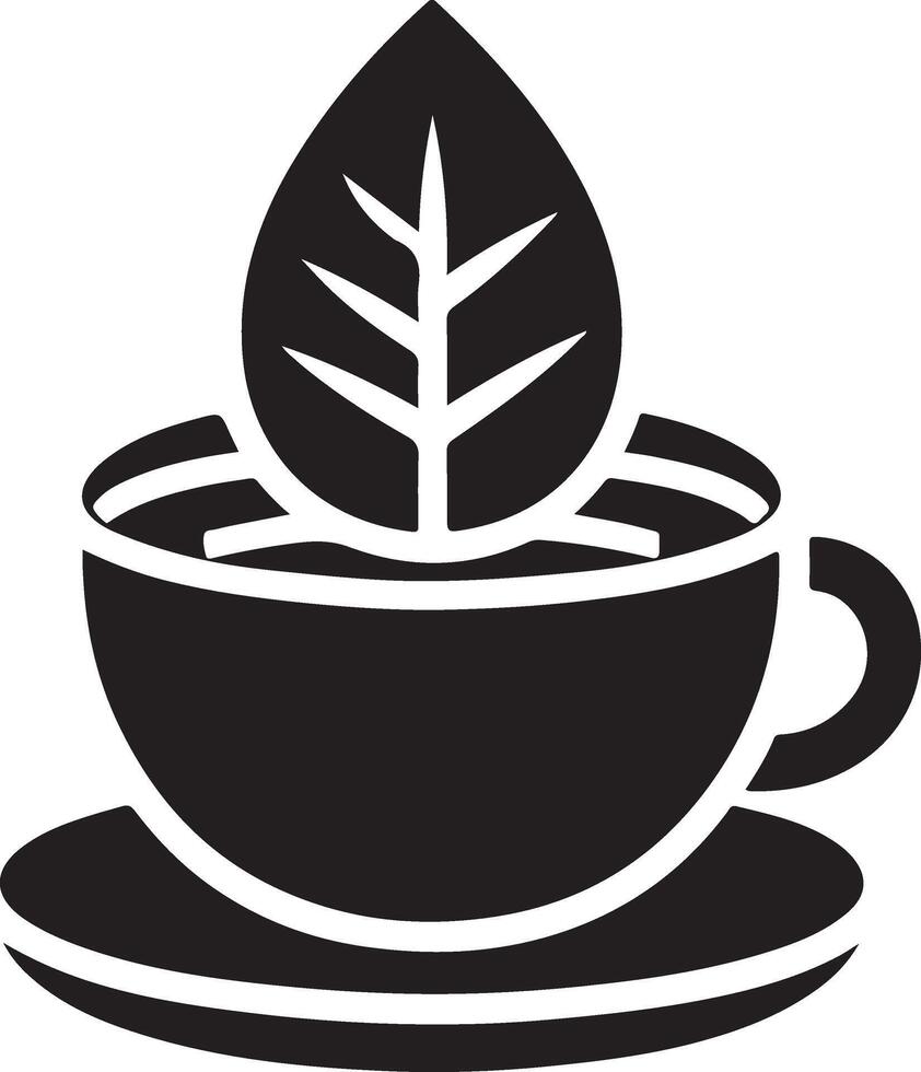 thé feuille vecteur icône logo silhouette, clipart, symbole, noir Couleur silhouette 8