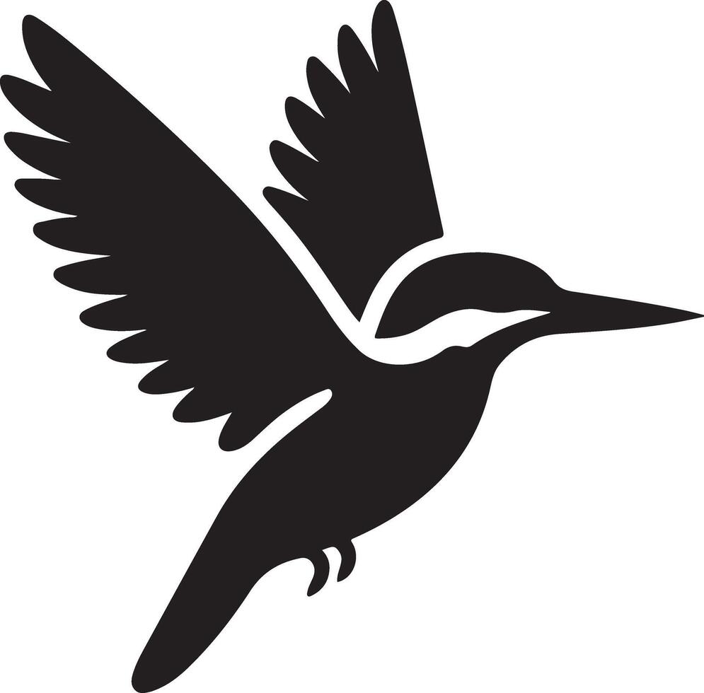 martin-pêcheur oiseau vecteur art icône, clipart, symbole, noir Couleur silhouette, blanc Contexte 6