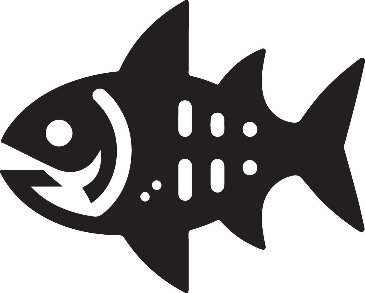 piranha poisson vecteur icône, clipart, symbole, plat illustration, noir Couleur silhouette 9
