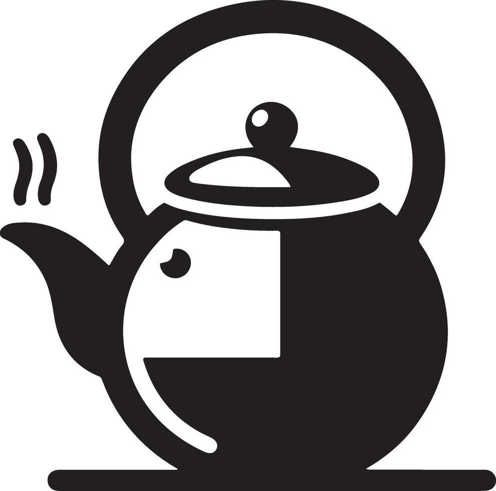 thé bouilloire vecteur icône avec tasse silhouette, noir Couleur silhouette 14