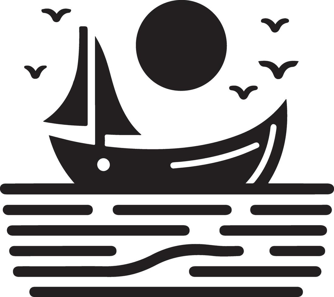 bateau vecteur logo concept icône, clipart, symbole, noir Couleur silhouette, blanc Contexte 2