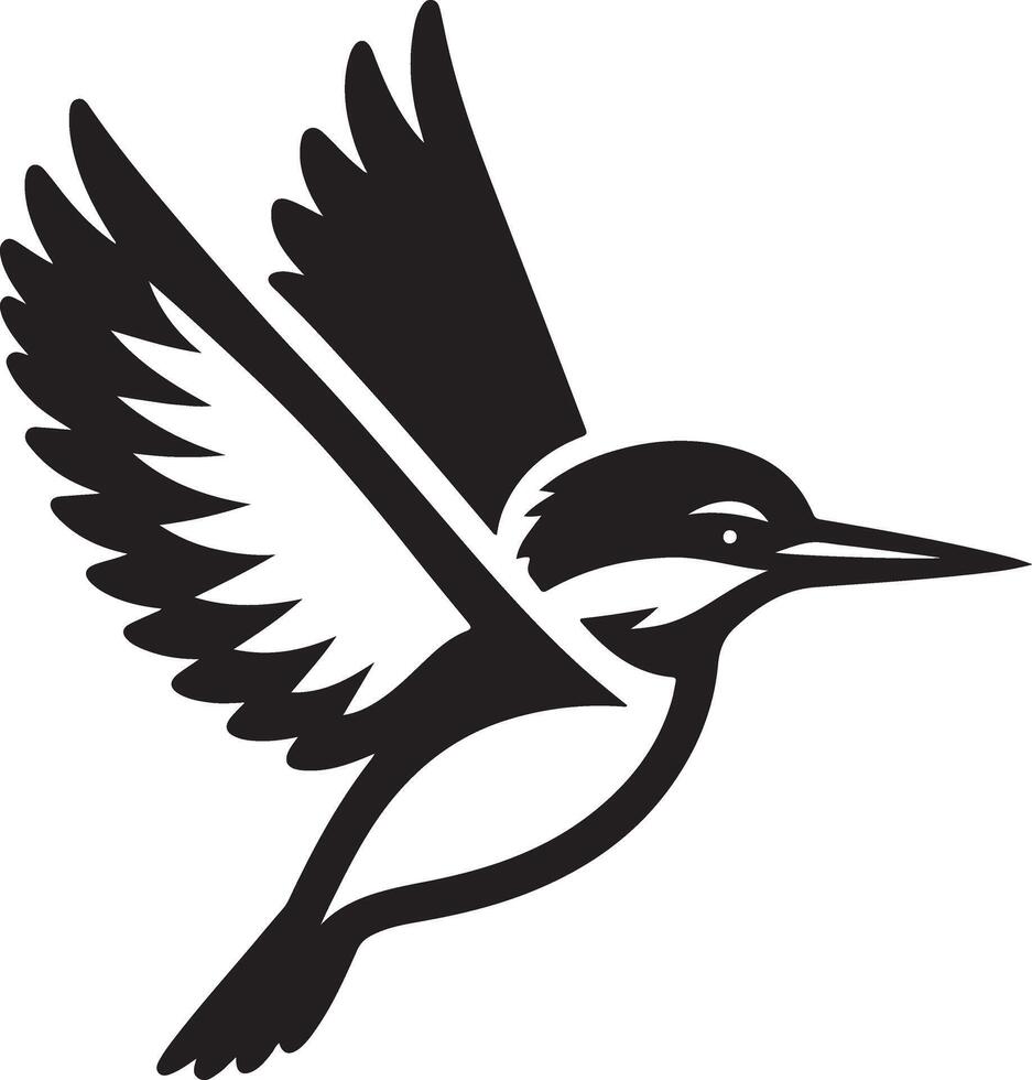 martin-pêcheur oiseau vecteur art icône, clipart, symbole, noir Couleur silhouette, blanc Contexte 17