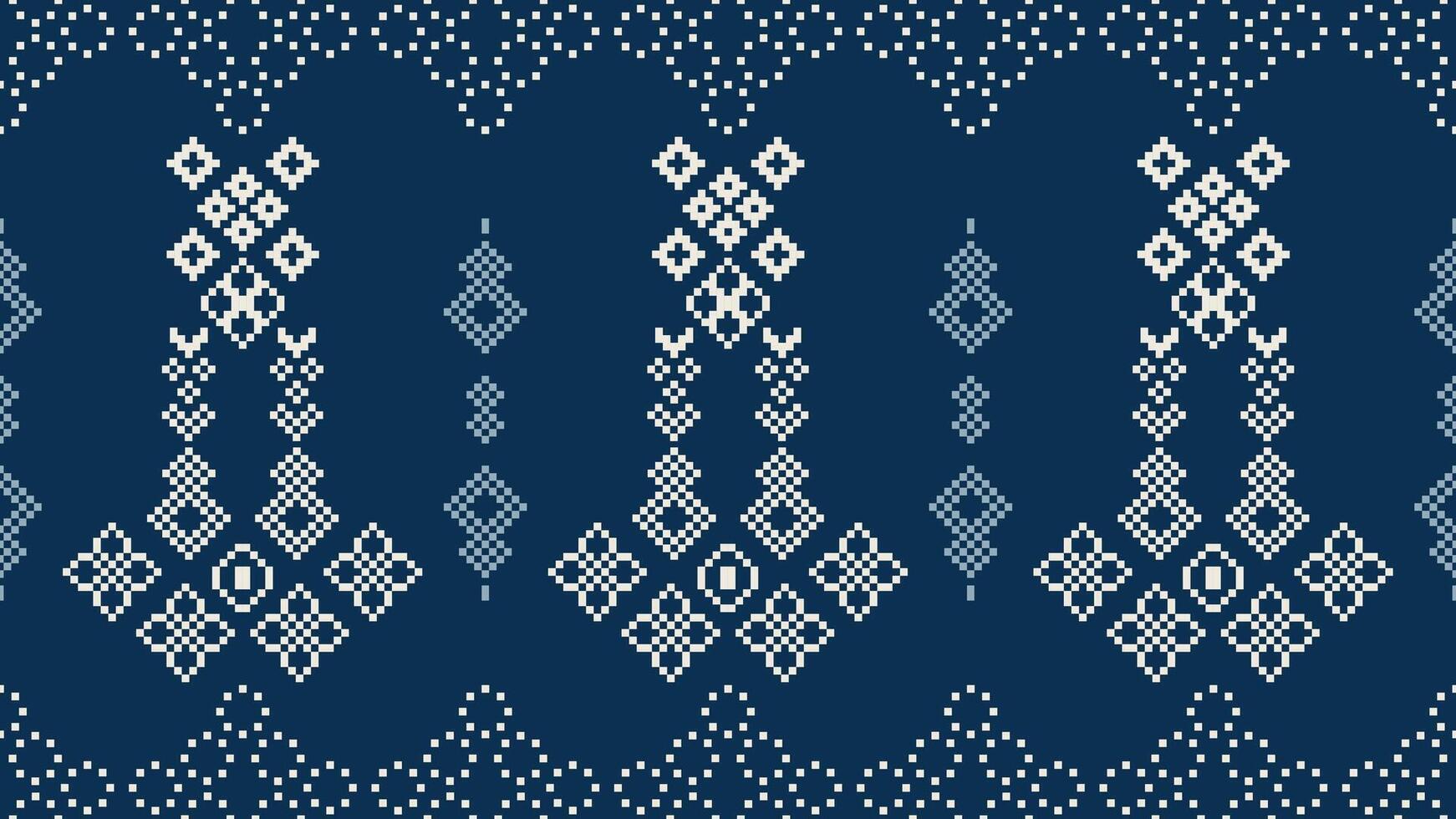 traditionnel ethnique motifs ikat géométrique en tissu modèle traverser point.ikat broderie ethnique Oriental pixel marine bleu Contexte. abstrait, vecteur, illustration. texture, écharpe, décoration, papier peint. vecteur