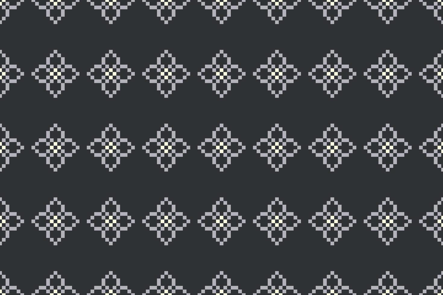 traditionnel ethnique motifs ikat géométrique en tissu modèle traverser point.ikat broderie ethnique Oriental pixel gris Contexte. abstrait, vecteur, illustration. texture, écharpe, décoration, papier peint. vecteur