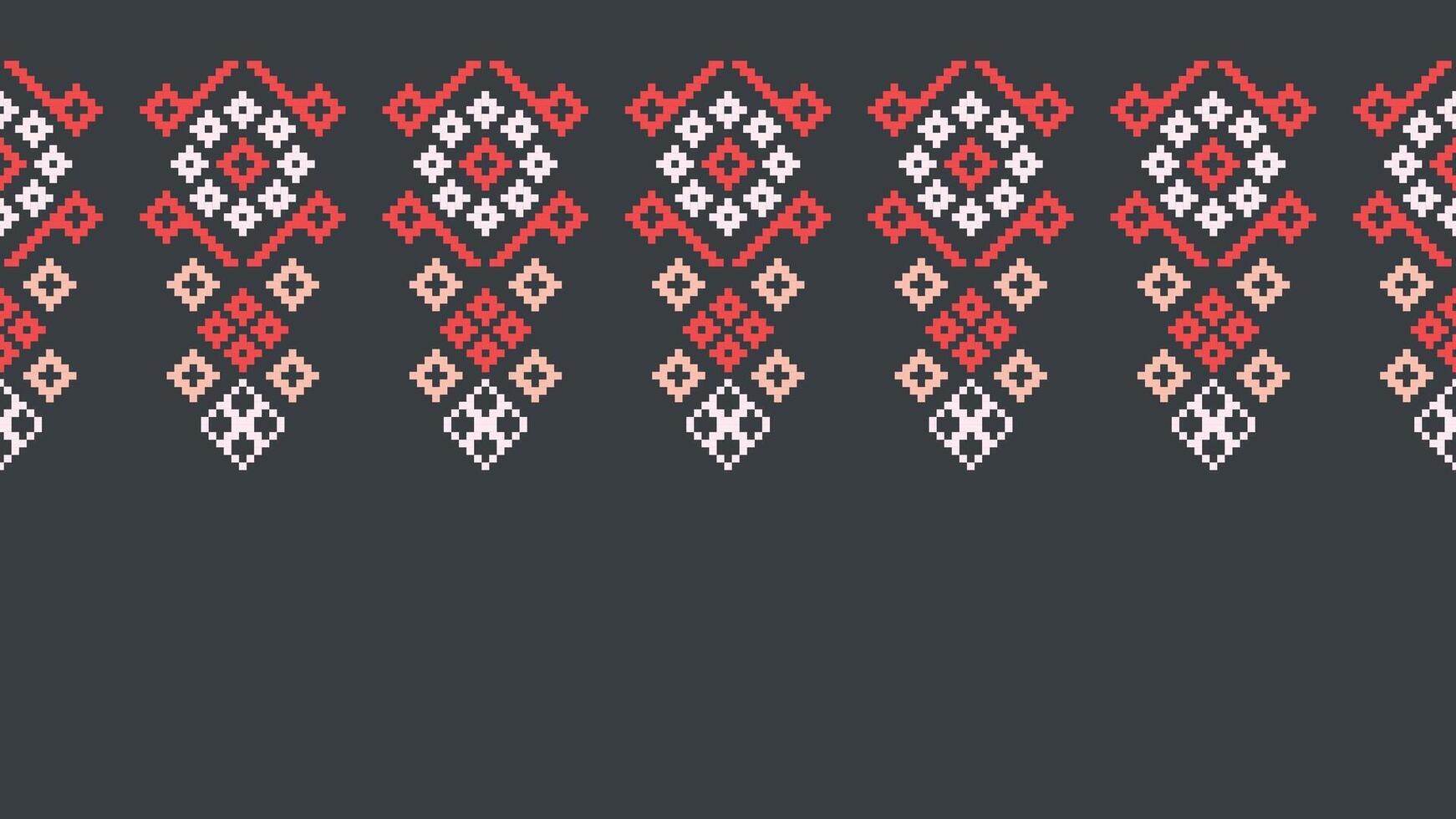 traditionnel ethnique motifs ikat géométrique en tissu modèle traverser point.ikat broderie ethnique Oriental pixel gris Contexte. abstrait, vecteur, illustration. texture, écharpe, décoration, papier peint. vecteur