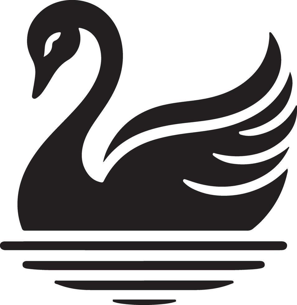 cygne logo vecteur icône, plat symbole, noir Couleur silhouette, blanc Contexte 17