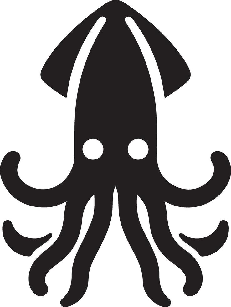minimal calamar vecteur icône, plat symbole, noir Couleur silhouette, blanc Contexte sept
