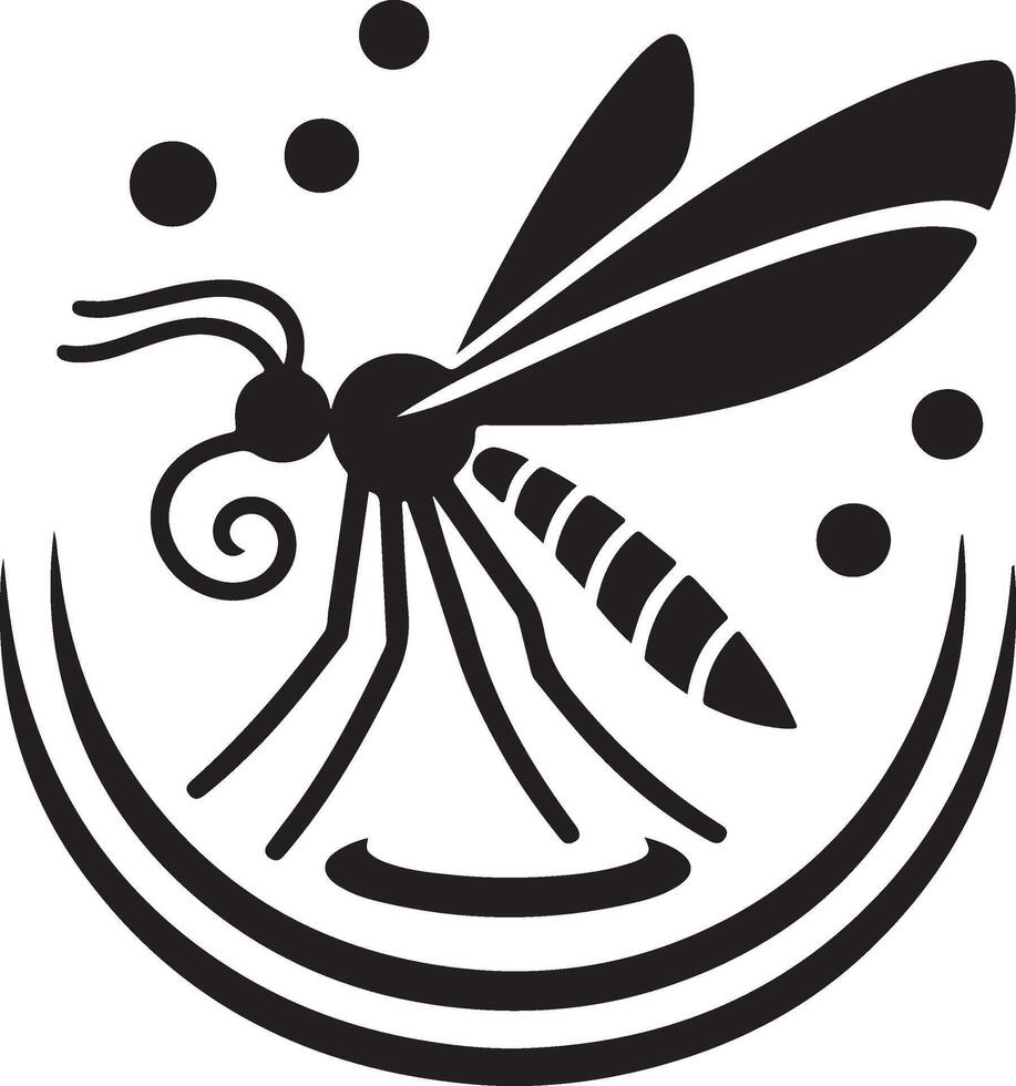 minimal moustique logo concept, clipart, symbole, noir Couleur silhouette, blanc Contexte 18 vecteur