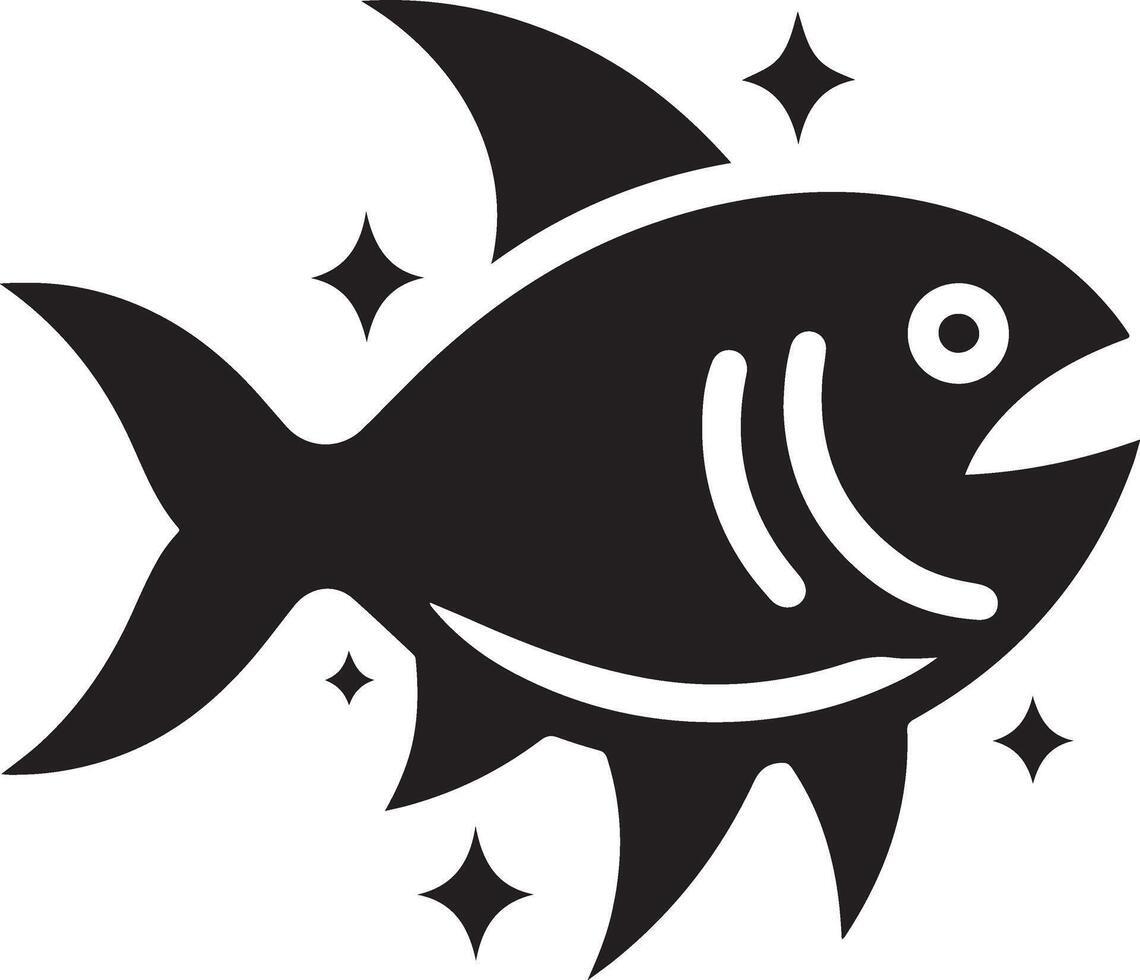 piranha poisson vecteur icône, clipart, symbole, plat illustration, noir Couleur silhouette 12