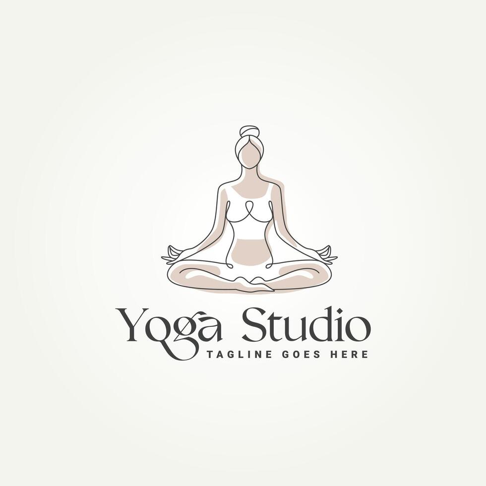 minimaliste yoga studio ligne art logo modèle vecteur illustration conception. Facile moderne bien-être, Zen et méditation logo concept