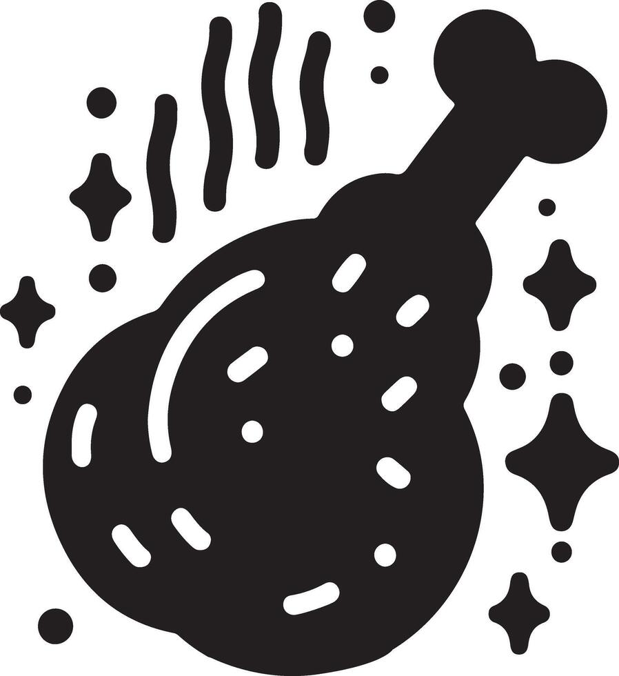 frit chaud poulet jambe pcs vecteur icône silhouette, clipart, symbole, noir Couleur silhouette 8