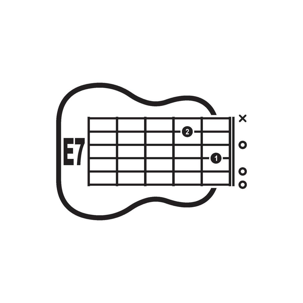 e7 guitare accord icône. de base guitare accord vecteur illustration symbole conception