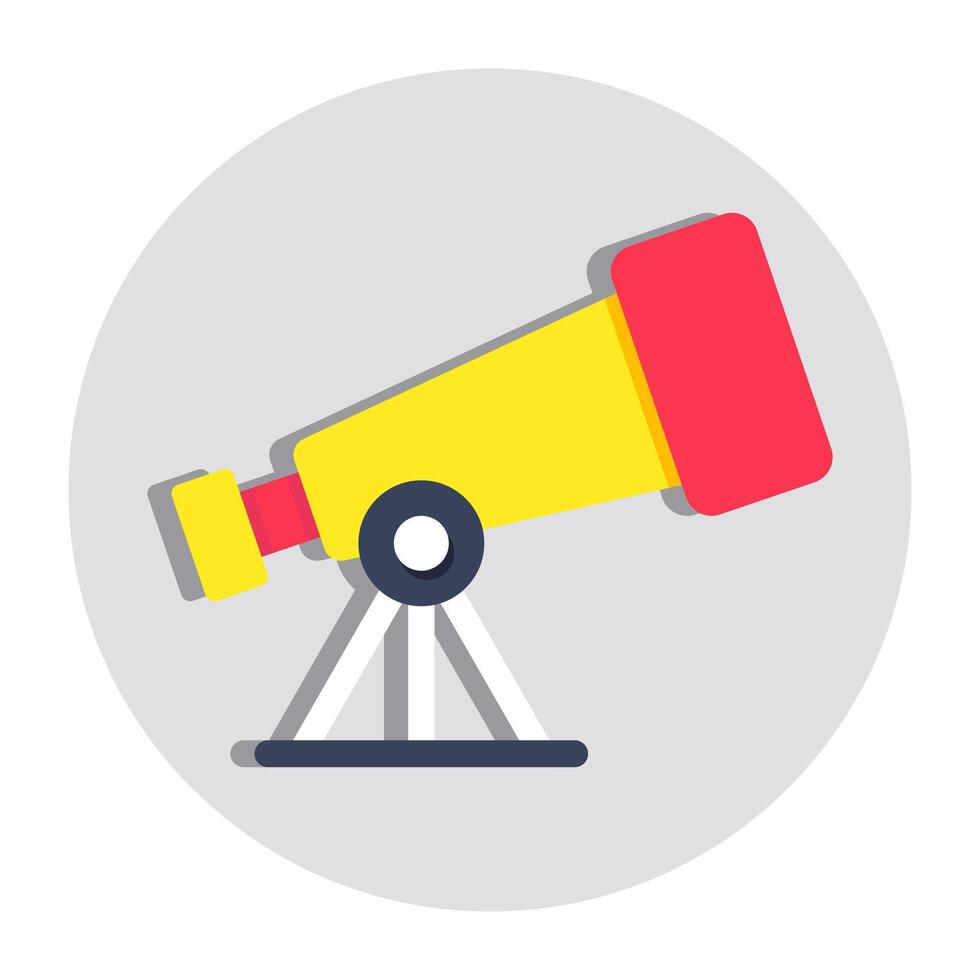 une icône d'outil de recherche spatiale, conception plate du télescope vecteur
