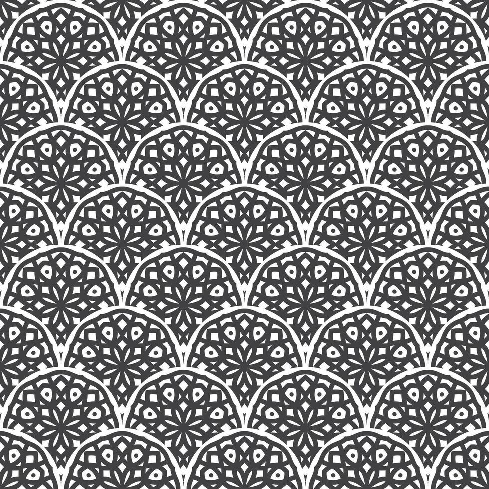 vecteur sans couture modèle avec Balance et ornement de mandala. vecteur noir et blanc sans couture Contexte. le art nouveau style. meilleur pour tissu, emballage papier et Accueil décor