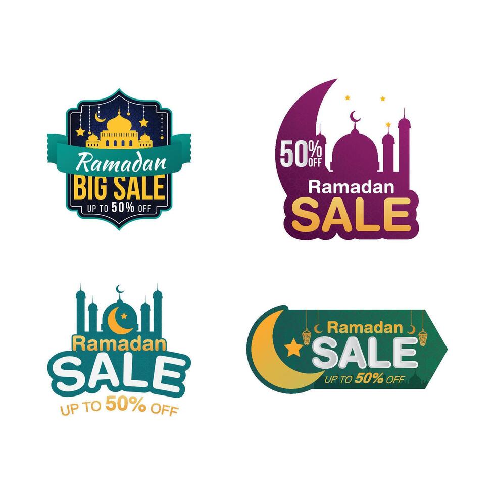 ensemble de Ramadan vente badge étiquette autocollant bannière vecteur