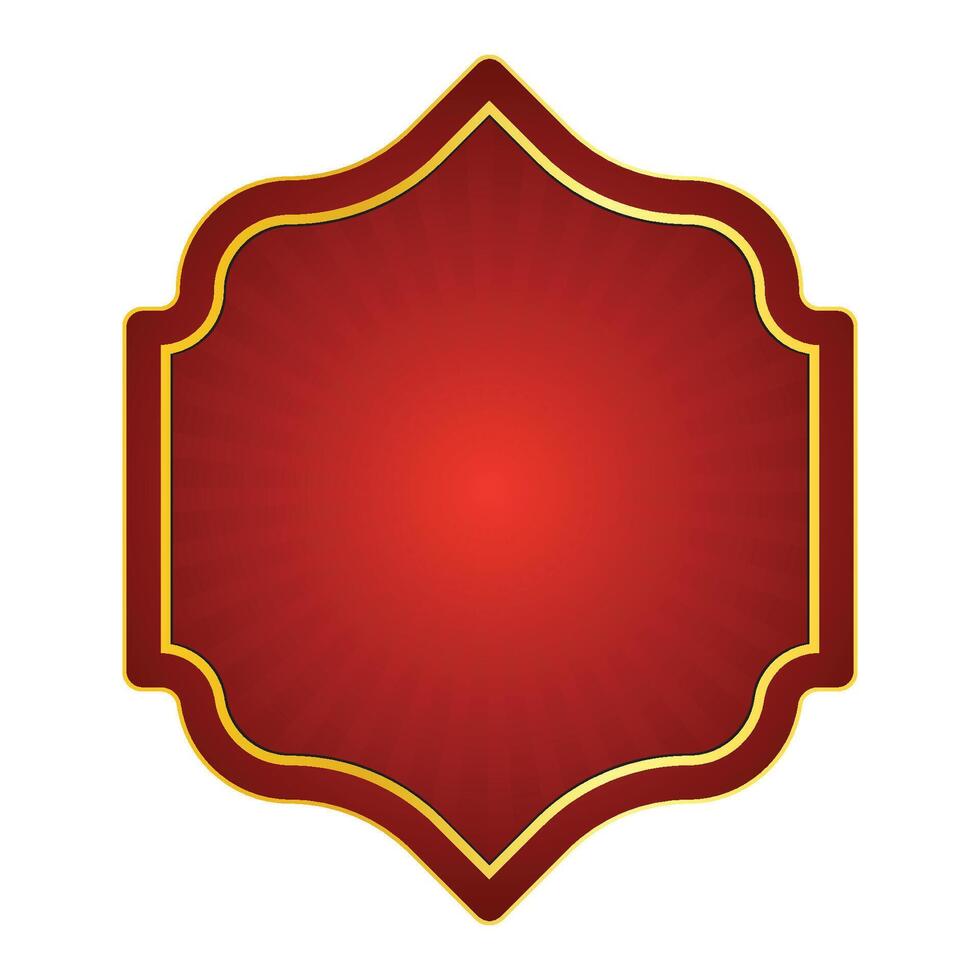 rouge d'or luxe islamique badge forme bannière étiquette vecteur