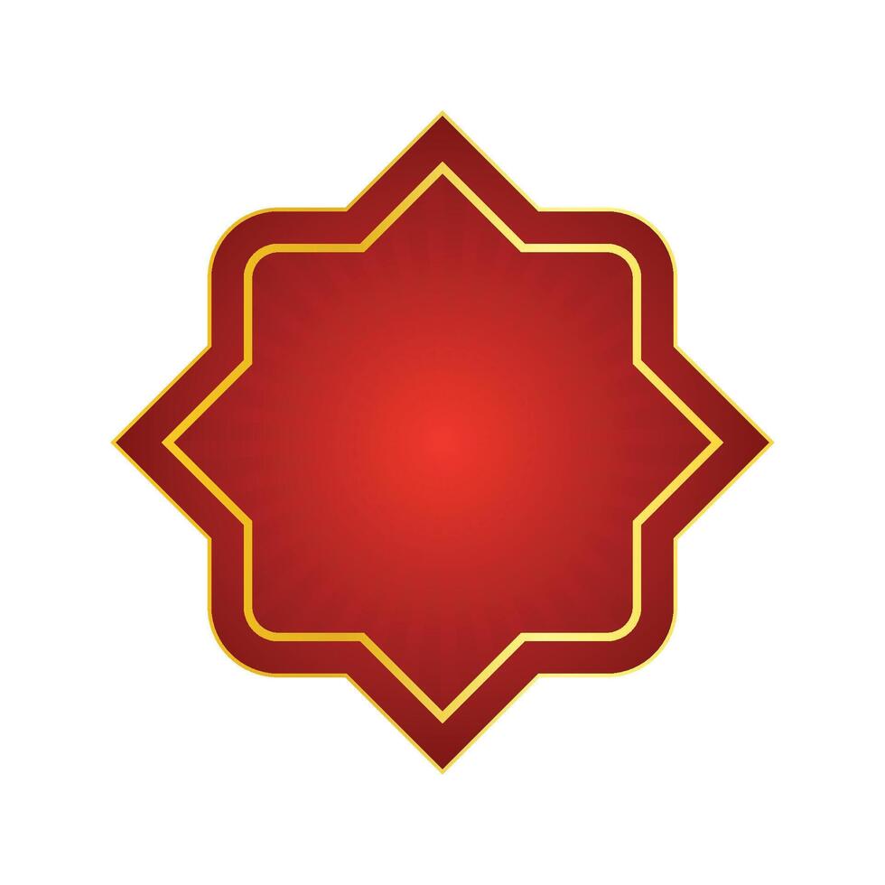 rouge d'or luxe islamique badge forme bannière étiquette vecteur