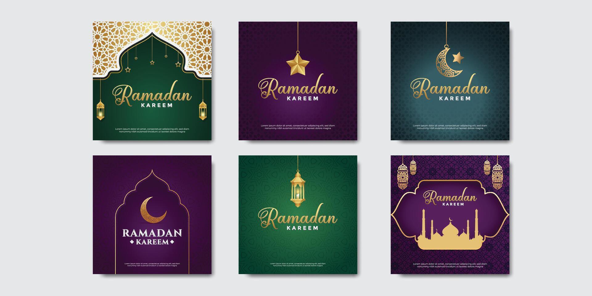 Ramadan kareem salutations ensemble social médias bannière Publier conception modèle vecteur
