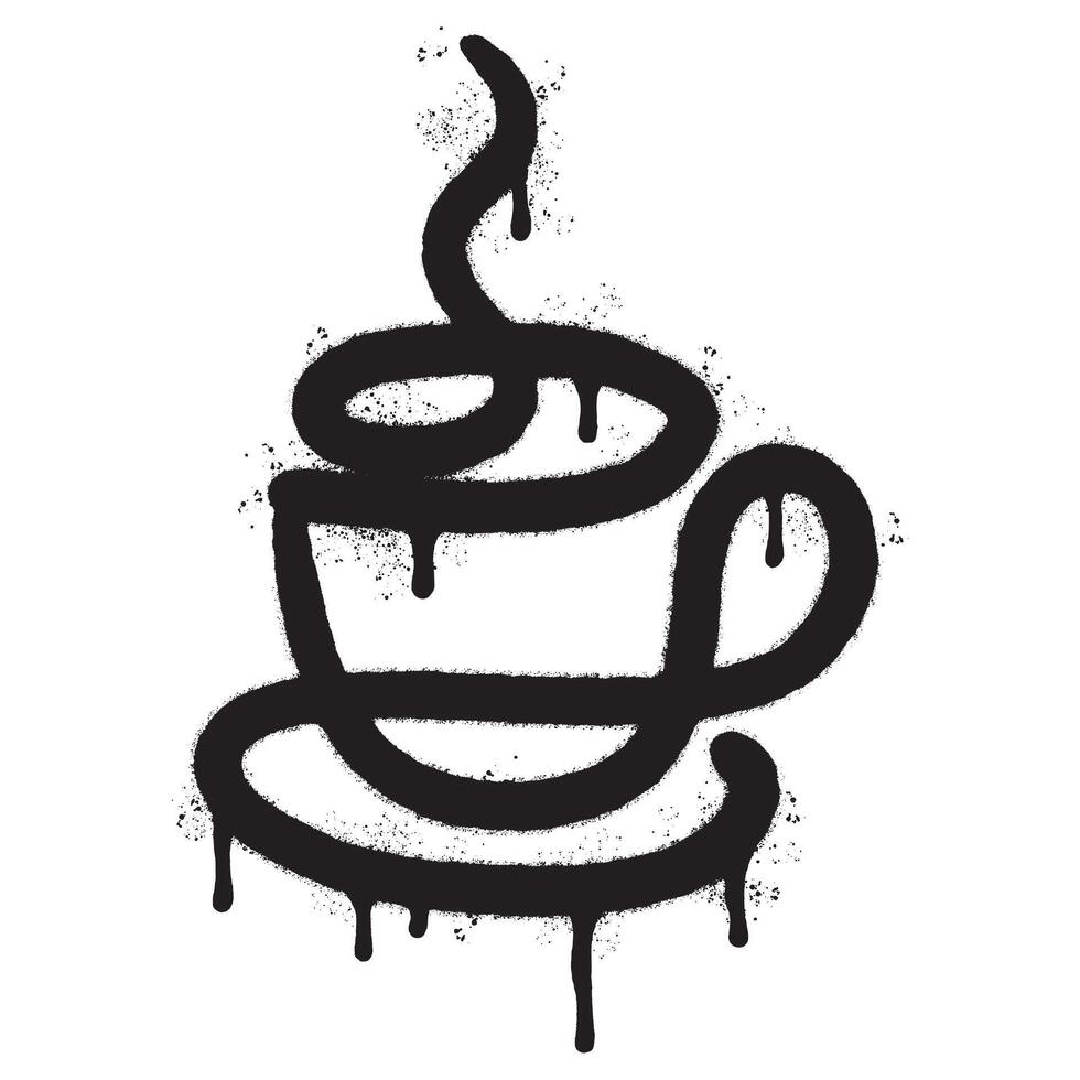 vaporisateur peint graffiti café tasse icône mot pulvérisé isolé avec une blanc Contexte. vecteur