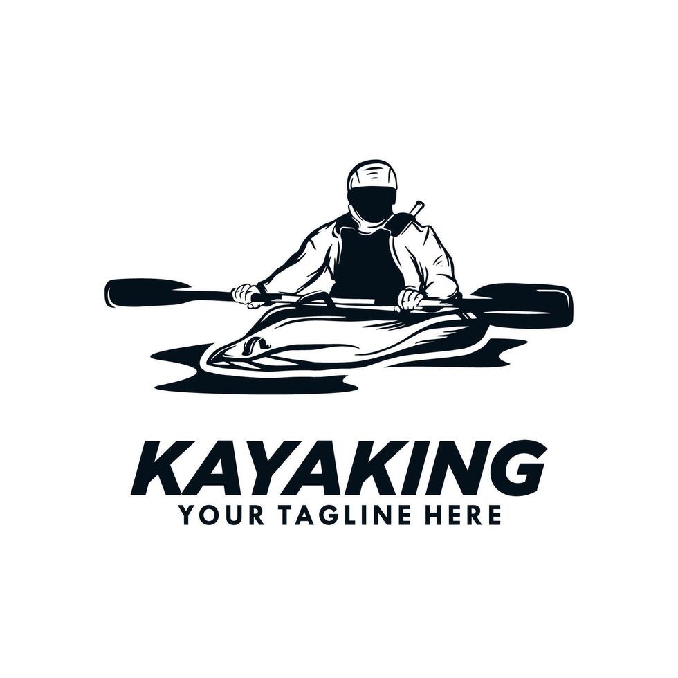 kayak sport silhouette logo conception vecteur