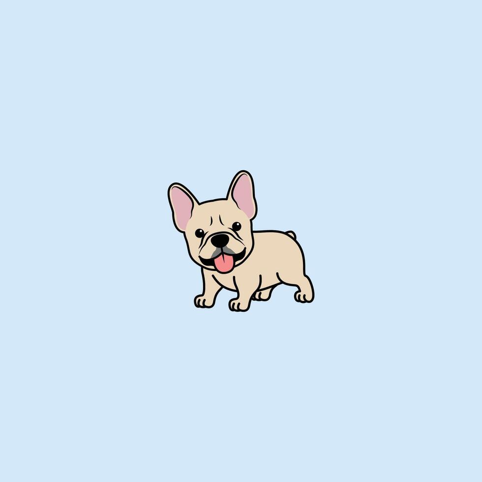 mignonne français bouledogue chiot crème Couleur dessin animé, vecteur illustration