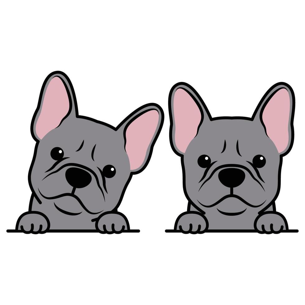 mignonne français bouledogue chiot bleu Couleur dessin animé, vecteur illustration