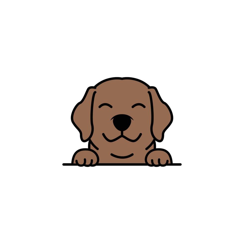 mignonne Chocolat marron Labrador retriever chiot souriant dessin animé, vecteur illustration