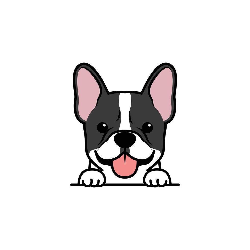 dessin animé mignon chiot bouledogue français, illustration vectorielle vecteur