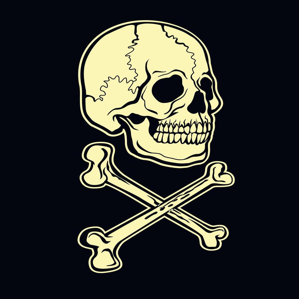 pirate signe avec crâne et des os vecteur