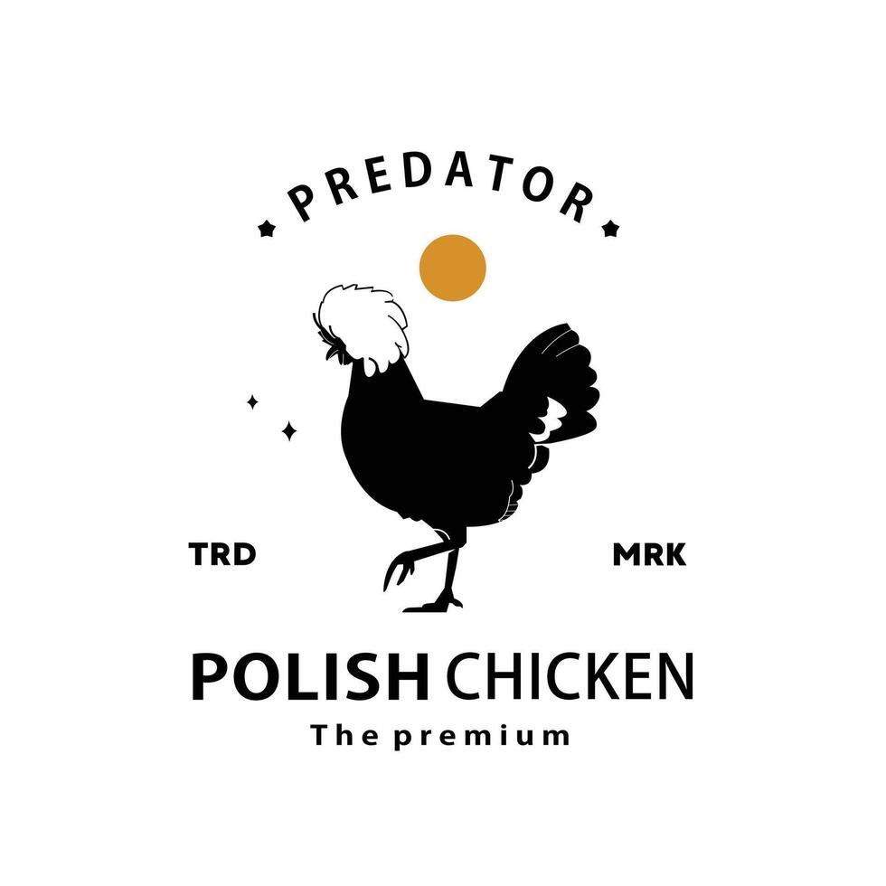ancien rétro branché polonais poulet logo vecteur contour silhouette art icône